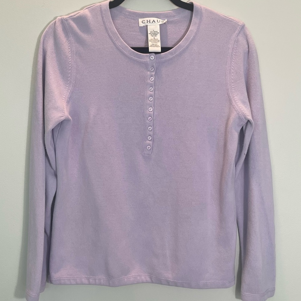 Lavender button front sweater
